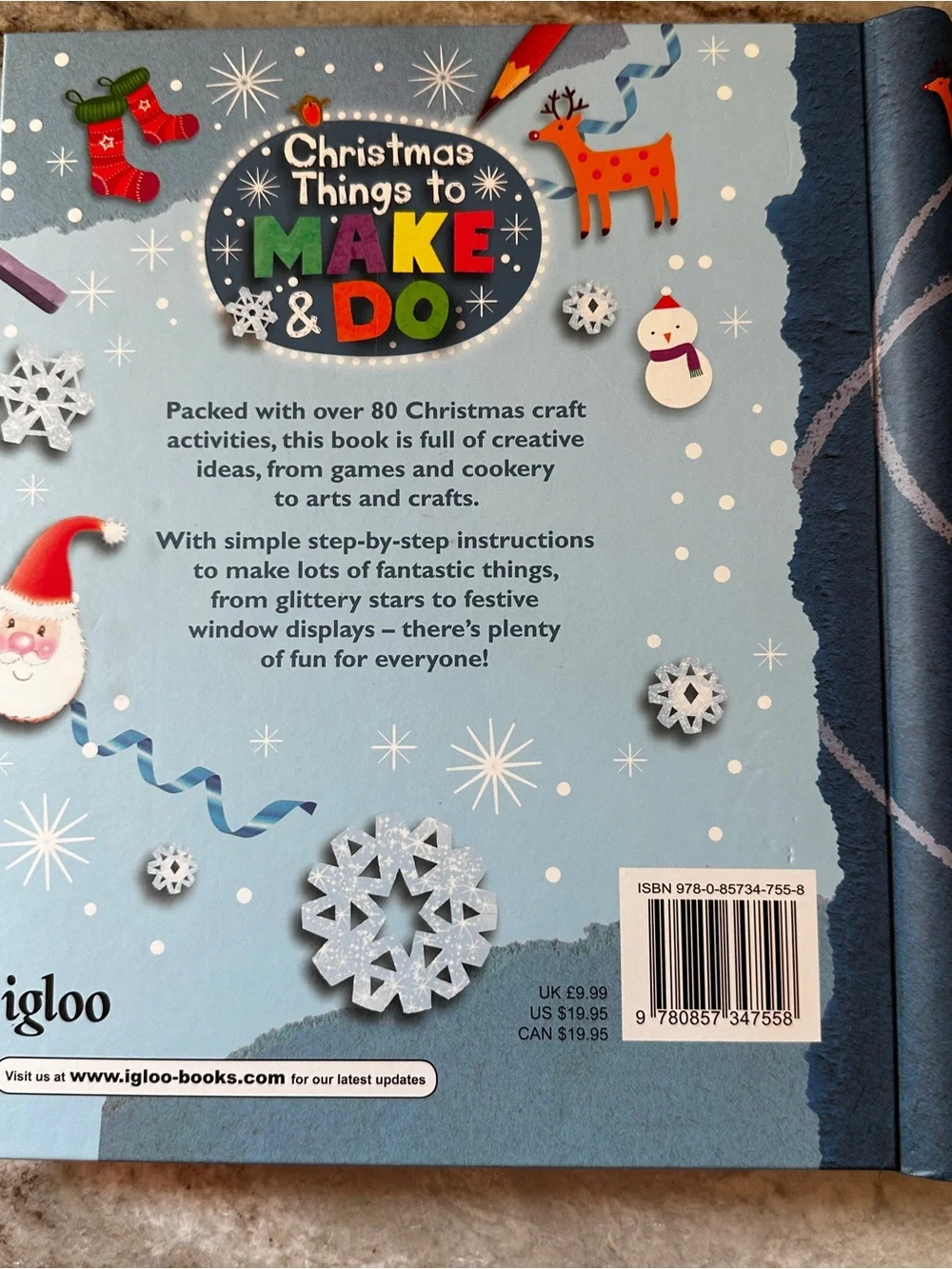 Igloo Blue Holiday Craft Book Cover with Multicolor Accents
